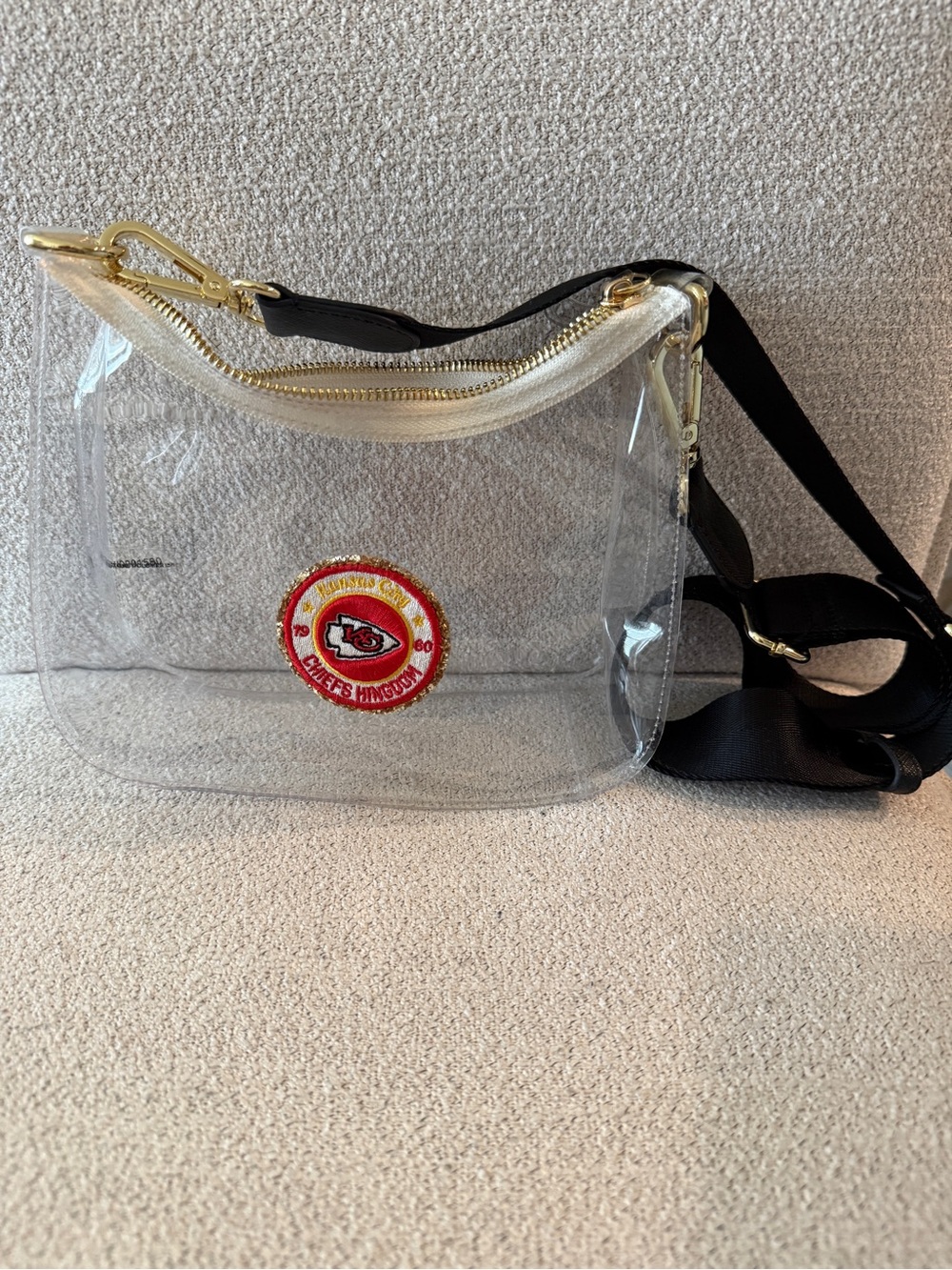 Stoney Clover Lane x Kansas City Chiefs Clear Curved Crossbody Bag